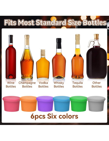 Juego de 6 Tapones de Vino Silicona EYBDYB Reutilizables