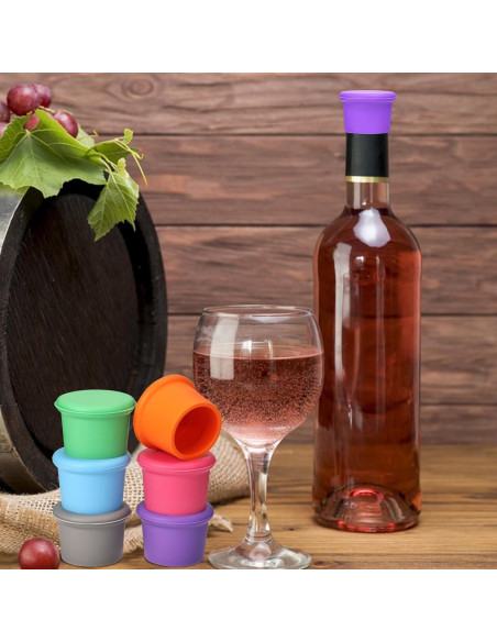 Juego de 6 Tapones de Vino Silicona EYBDYB Reutilizables