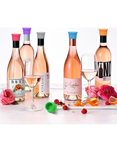 Juego de 6 Tapones de Vino Silicona EYBDYB Reutilizables