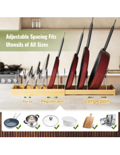 Soporte de Tapa de Olla de Bambú Tomorotec Ajustable 36cm 2