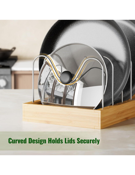 Soporte de Tapa de Olla de Bambú Tomorotec Ajustable 36cm