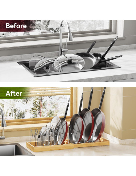 Soporte de Tapa de Olla de Bambú Tomorotec Ajustable 36cm