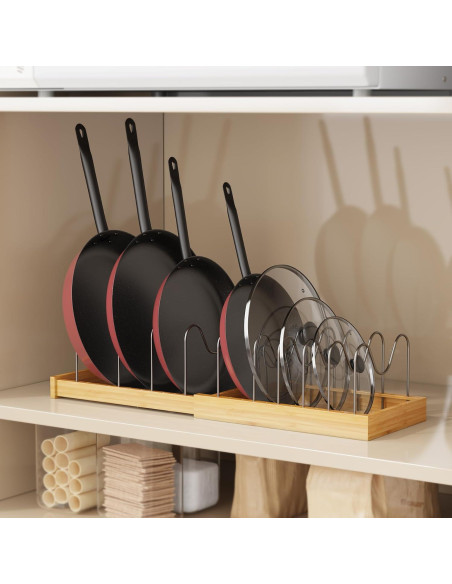 Soporte de Tapa de Olla de Bambú Tomorotec Ajustable 36cm