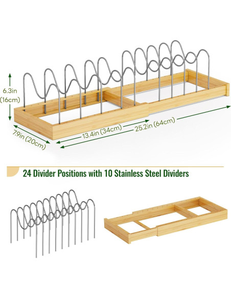 Soporte de Tapa de Olla de Bambú Tomorotec Ajustable 36cm