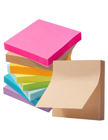 Notas Adhesivas Mr. Pen 7.62 cm x 7.62 cm 8 Bloc Colores Brillantes