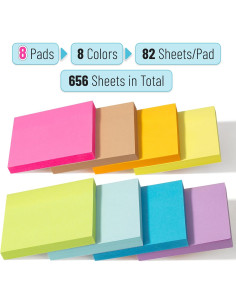 Notas Adhesivas Mr. Pen 7.62 cm x 7.62 cm 8 Bloc Colores Brillantes 2