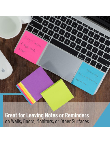 Notas Adhesivas Mr. Pen 7.62 cm x 7.62 cm 8 Bloc Colores Brillantes