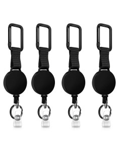 Porta Llaves Retráctil Auriikoop 4 Piezas 61 cm Negro