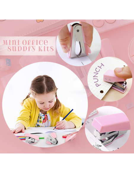 Kit de Suministros de Oficina Eubeneortho 8 Piezas Rosa