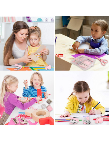 Kit de Suministros de Oficina Eubeneortho 8 Piezas Rosa