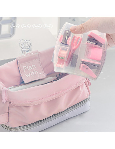 Kit de Suministros de Oficina Eubeneortho 8 Piezas Rosa