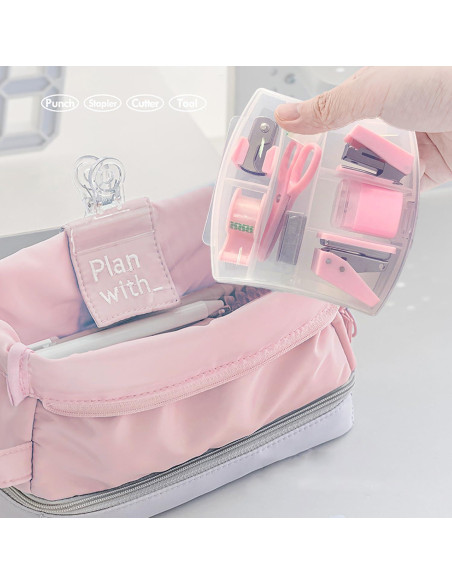 Kit de Suministros de Oficina Eubeneortho 8 Piezas Rosa