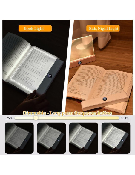 Luz de Libro LED Recargable ZWJFDCBD Rosa con 3 Colores
