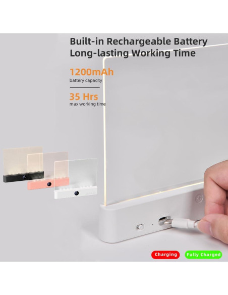 Luz de Libro LED Recargable ZWJFDCBD Rosa con 3 Colores