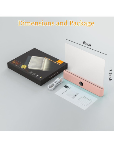 Luz de Libro LED Recargable ZWJFDCBD Rosa con 3 Colores