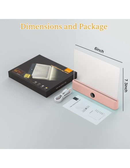 Luz de Libro LED Recargable ZWJFDCBD Rosa con 3 Colores