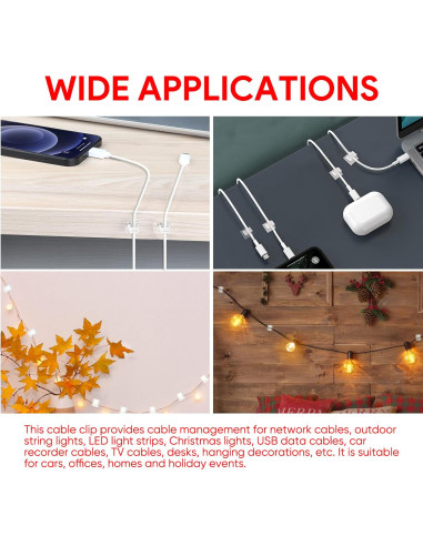 Clips de Cable Adhesivos Fuertes Tangting - Paquete de 60
