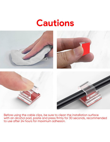 Clips de Cable Adhesivos Fuertes Tangting - Paquete de 60