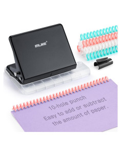 IMLIKE Máquina de Encuadernación Manual 10 Agujeros Metal Negro