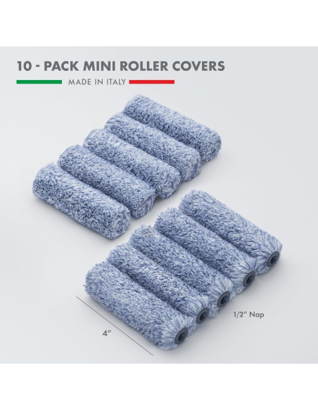 Paquete de 10 Cubiertas de Rodillo de Pintura 4" Remolika