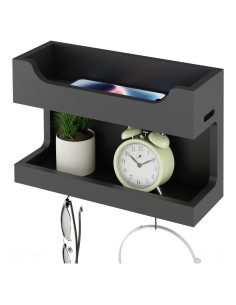 Organizador de Noche de Madera NiHome con Ganchos Magnéticos