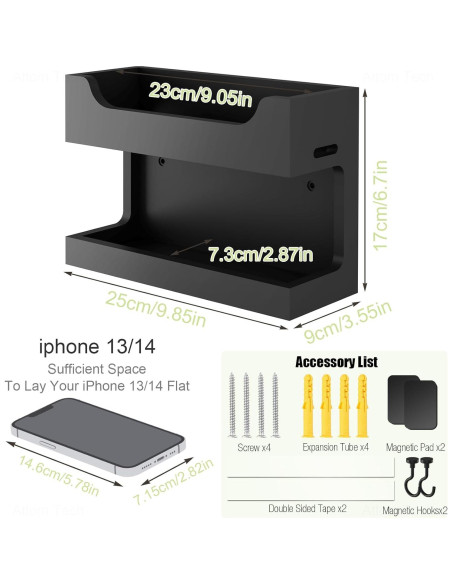 Organizador de Noche de Madera NiHome con Ganchos Magnéticos