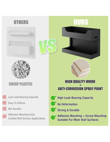 Organizador de Noche de Madera NiHome con Ganchos Magnéticos