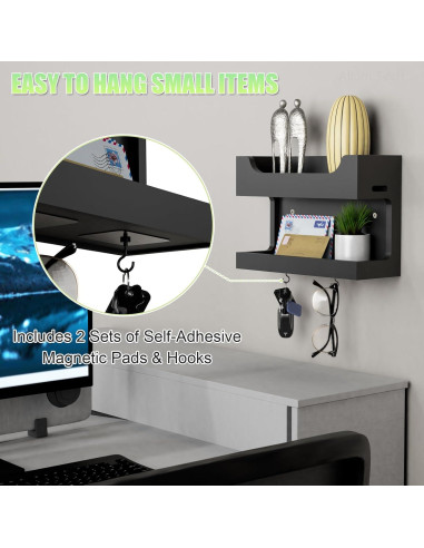 Organizador de Noche de Madera NiHome con Ganchos Magnéticos