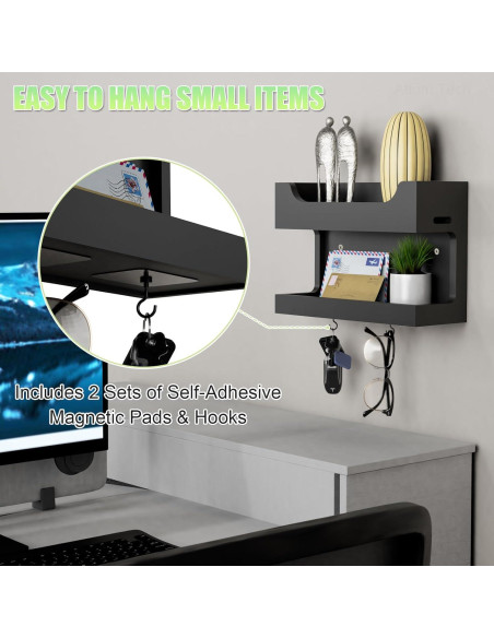 Organizador de Noche de Madera NiHome con Ganchos Magnéticos