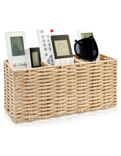 Soporte Organizador de Control Remoto Ayiaren Beige Mimbre