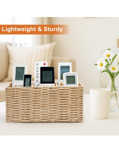 Soporte Organizador de Control Remoto Ayiaren Beige Mimbre 2