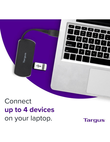 Hub USB 2.0 Targus de 4 Puertos Negro - Compatible PC y Mac