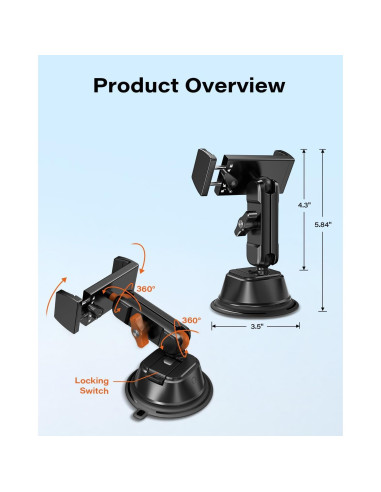 Soporte para Teléfono de Automóvil Gendle X2B-S40 con Ventosa 30kg