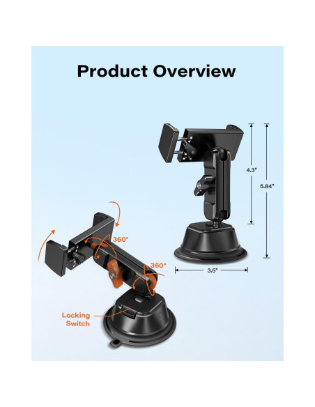 Soporte para Teléfono de Automóvil Gendle X2B-S40 con Ventosa 30kg