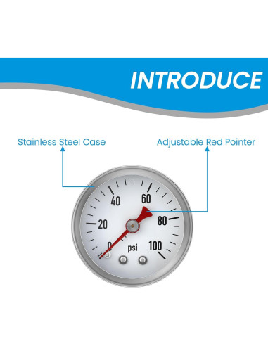 Manómetro de Baja Presión Solimeta 0-100 Psi 1.5" Acero Inoxidable
