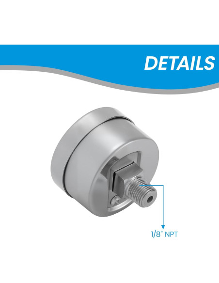 Manómetro de Baja Presión Solimeta 0-100 Psi 1.5" Acero Inoxidable