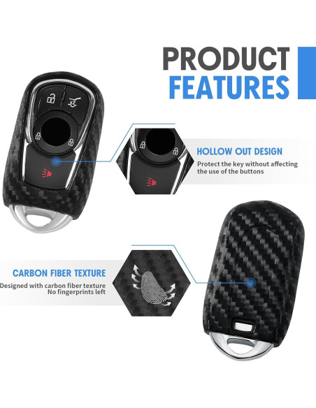 Funda de Llave Silicona Fibra de Carbono WORCAS Buick Universal