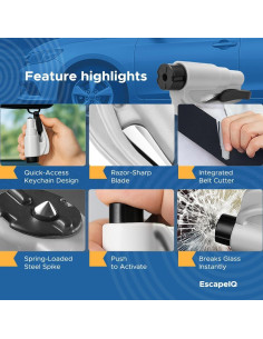 Herramienta de Escape de Emergencia SHIAKIDI 2 en 1 Cortador y Rompedor 2