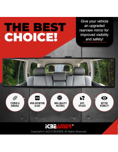 Espejo Retrovisor Convexo ICBEAMER 26.9x7.4 cm Antirreflejo 2