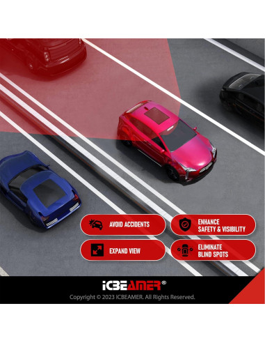 Espejo Retrovisor Convexo ICBEAMER 26.9x7.4 cm Antirreflejo