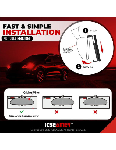 Espejo Retrovisor Convexo ICBEAMER 26.9x7.4 cm Antirreflejo
