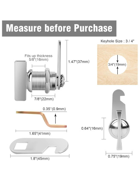 Cerraduras de Gabinete Sartatue 7/8" Sin Llave 2 Pcs