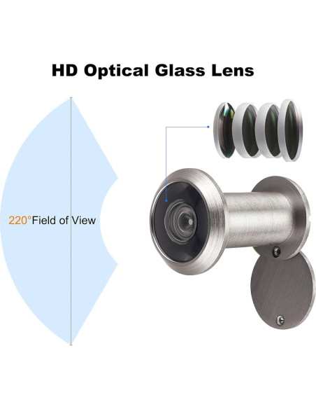 Mirillas para puerta TOGU 2 PCS con broca 16 mm Níquel Cepillado