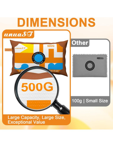 4 Paquetes de Deshidratante unuaST 500g Gel de Silica Recargable