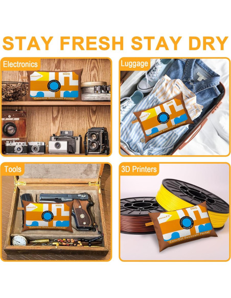 4 Paquetes de Deshidratante unuaST 500g Gel de Silica Recargable