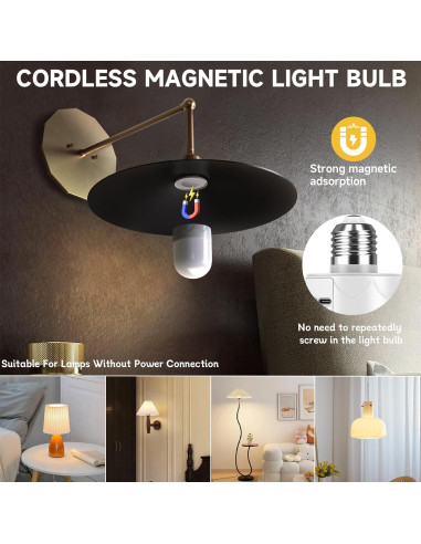 Bombillas LED recargables USB E26 con control remoto 800Lm 2 Pack