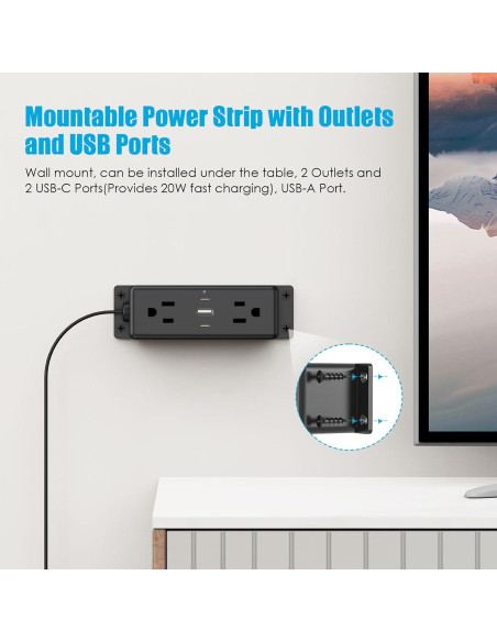 Regleta de Montaje en Pared CCCEI 1.83m con Puertos USB-C