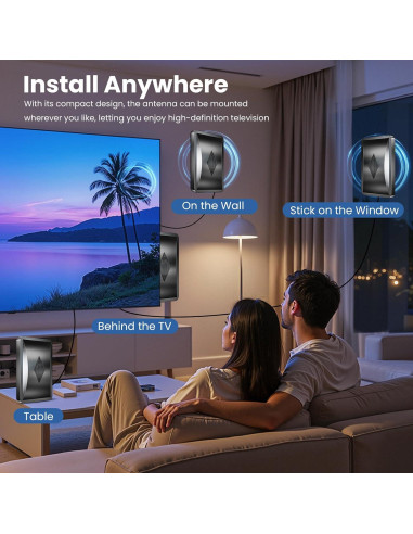 Antena de TV Qellaff HDTV Amplificada 2800 millas 4K 11.58m