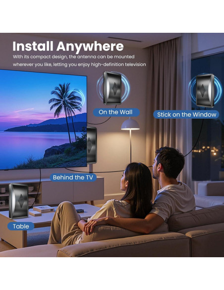 Antena de TV Qellaff HDTV Amplificada 2800 millas 4K 11.58m