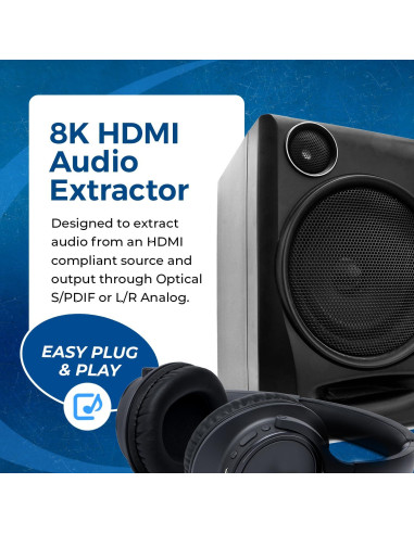 Extractor de Audio 8K OREI BKA-1 HDMI 2.1 4K 120Hz SPDIF 3.5mm